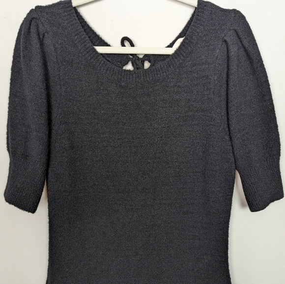 Anthropologie Daily Practice sz L Fuzzy Textured Sweater Dress Open Back Stretch - Picture 7 of 15